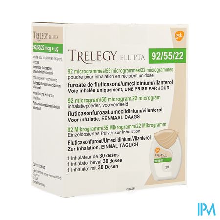 Trelegy Ellipta 92mcg/55mcg/22mcg Pdr Inhal 30dose