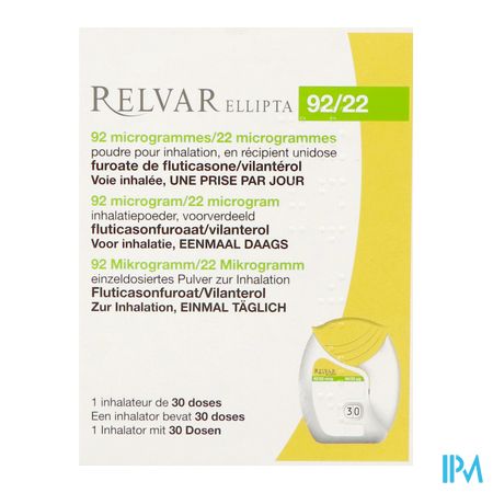 Relvar Ellipta 92/22mcg Pdr Inhal 1x30dose Pip 3