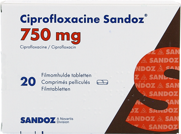 Ciprofloxacine Sandoz 750mg Tabl 20 Pvc/alu 1
