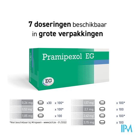 Pramipexol EG 0,26Mg Verlengde Afgifte Tabl 100 2