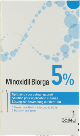 Minoxidil Biorga 5% Opl Cutaan Koffer Fl 3x60ml 3