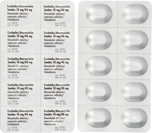 Ezetimibe Atorvastatin Sandoz 10/40mg Comp Pell100 5