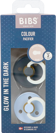 Bibs 2 Fopspeen Duo Glow Dark Iron&baby Blue 1