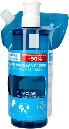 Lrp Effaclar Gel Mouss.400ml + Recharge 400ml -50% 3