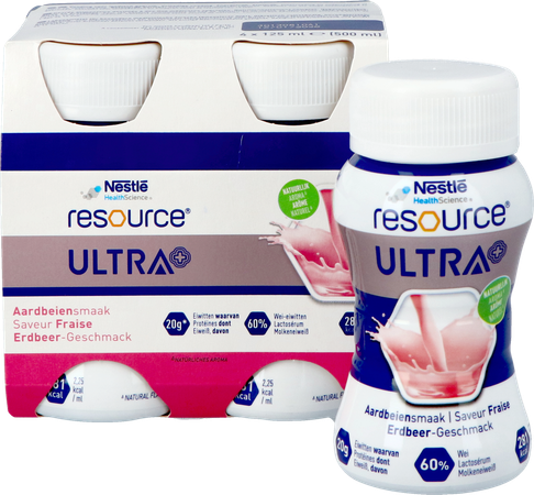 Resource Ultra+ Aardbeiensmaak 4x125ml 5
