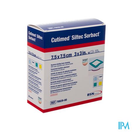 Cutimed Siltec Sorbact Schuimverb 7,5x 7,5cm 10