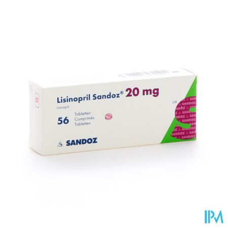 Lisinopril Sandoz 20mg Tabl 56 X 20mg