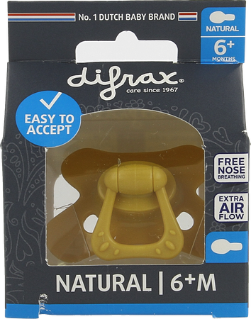 Difrax Fopspeen Natural 6m+ Uni/pure Geel/honey 1