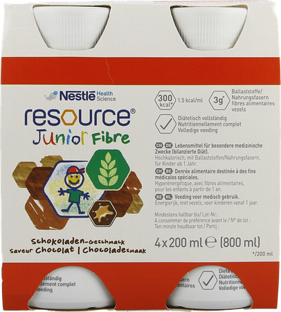 Resource Junior Fibre Chocolade 4x200ml 4