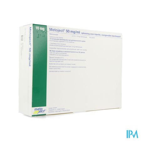 Metoject 50mg/ml Opl Inj Voorg Sp 10,0mg/0,20ml 12