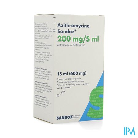 Azithromycine Sandoz 200mg/5ml Pulv Susp Or 15,0ml