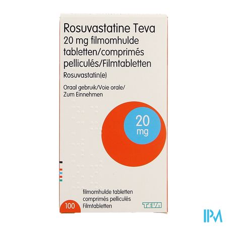 Rosuvastatine Teva 20mg Comp Pell 100 Flacon 3
