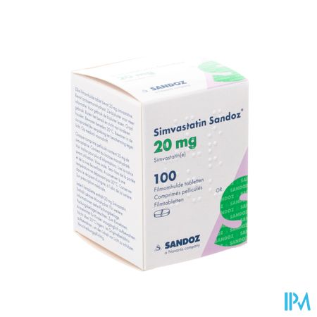 Simvastatin Sandoz 20mg Filmomh Tabl 100 Flacon 1
