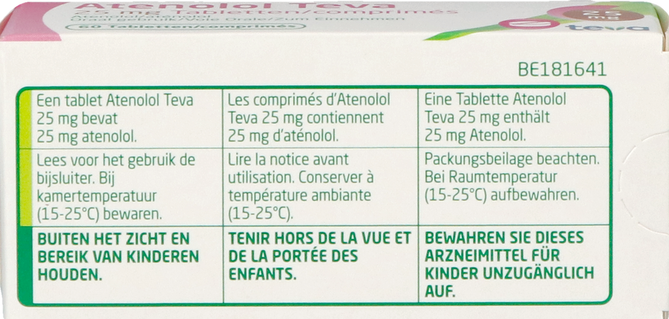 Atenolol Teva Comp Enrob 60x 25mg 5