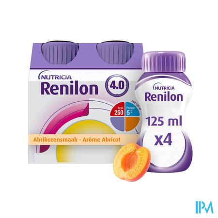 Renilon 4.0 Drankje Aroma Abrikoos Flessen 4x125ml