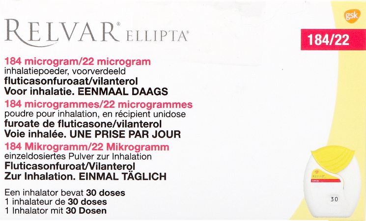 Relvar Ellipta 184/22mcg Abacus Pdr Inhal 1x30dose 1