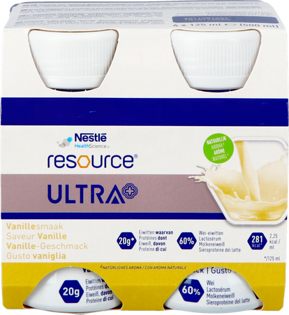 Resource Ultra+ Vanillesmaak 4x125ml Nf 1