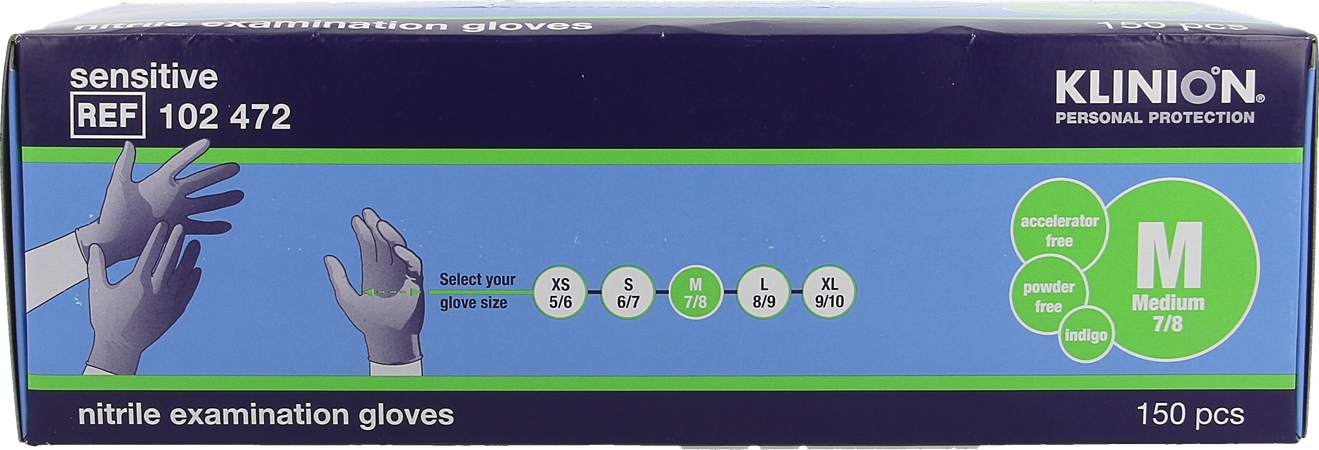 Klinion Gants Nitrile 24cm Indigo M 150 1