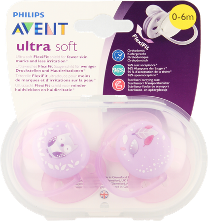 Philips Avent Fopspeen Soft Deco +0m Girl 2 SCF227/20 1