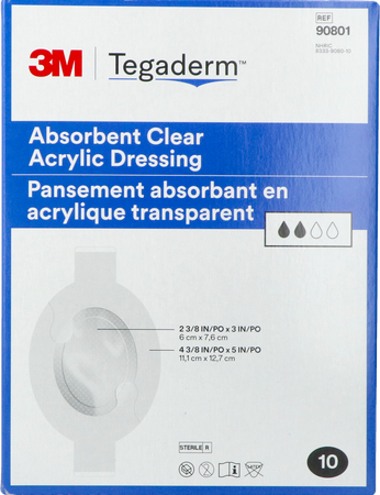 Tegaderm 3m Absorb.transp Ster 11,1x12,7cm 5 90801 1