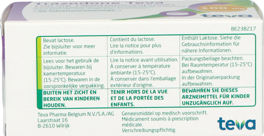 Trazodone Teva Tabl 90 X 100mg 4