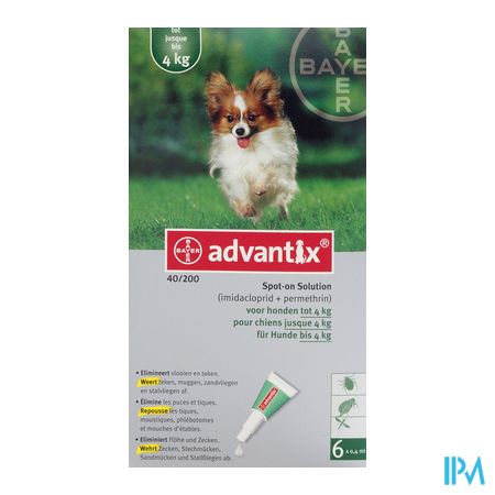 Advantix 40/ 200 Honden < 4kg Fl 6x0,4ml 4
