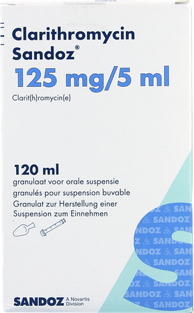 Clarithromycin Sandoz Gran Susp Or 120ml 125mg/5ml 2