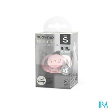 Suavinex Bonhomia Soother Sili.rev 6/18m Owl Pink