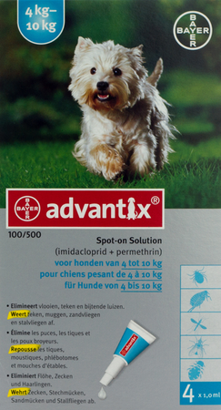 Advantix 100/ 500 Honden 4<10kg Fl 4x1,0ml 3