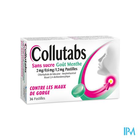 Collutabs S/sucre Menthe 2mg/0,6mg/1,5mg Pastil 36