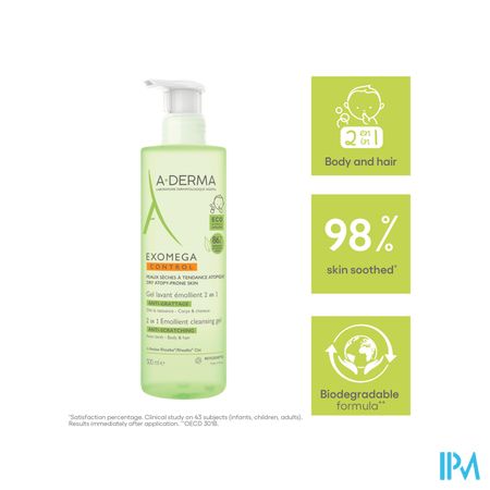 Aderma Exomega Control Reinigingsgel 2in1 500ml 5