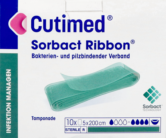 Cutimed Sorbact Ribbon Gaasstrook 5cmx200cm 10 2