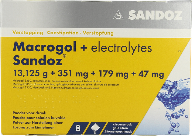 Macrogol + Electr Sandoz Pdr Ciroensmaak Zakje 8 2