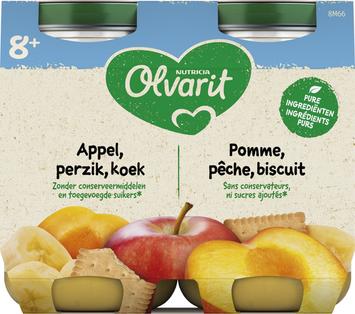 Olvarit Fruit Appel Perzik Koek 2x200g 8m54 2