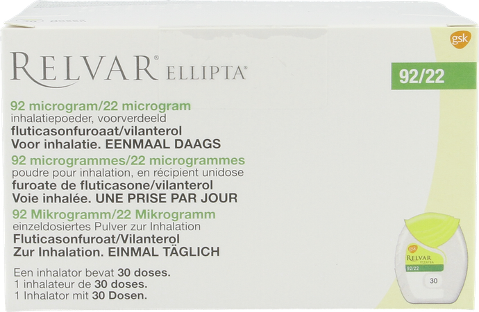 Relvar Ellipta 92/22mcg Abacus Pdr Inhal 1x30dose 3
