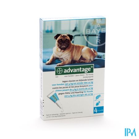 Advantage 100 Honden 4<10kg 4x1,0ml 1