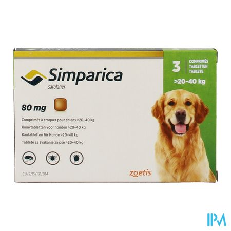 Simparica 80mg Hond 20-40kg Kauwtabl 3 2