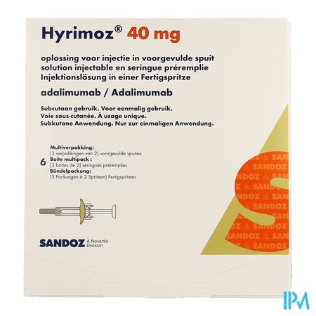 Hyrimoz 40mg Opl Inj 50mg/ml Voorgev. Spuit 6 1