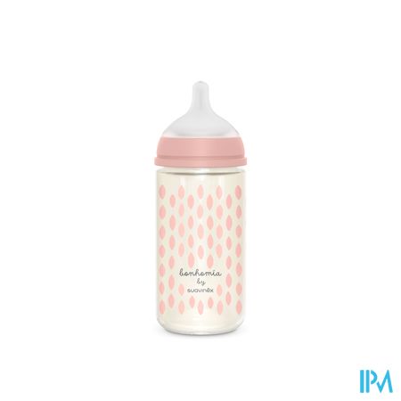 Suavinex Bonhomia Bottleglas Sili.featherpink240ml 4