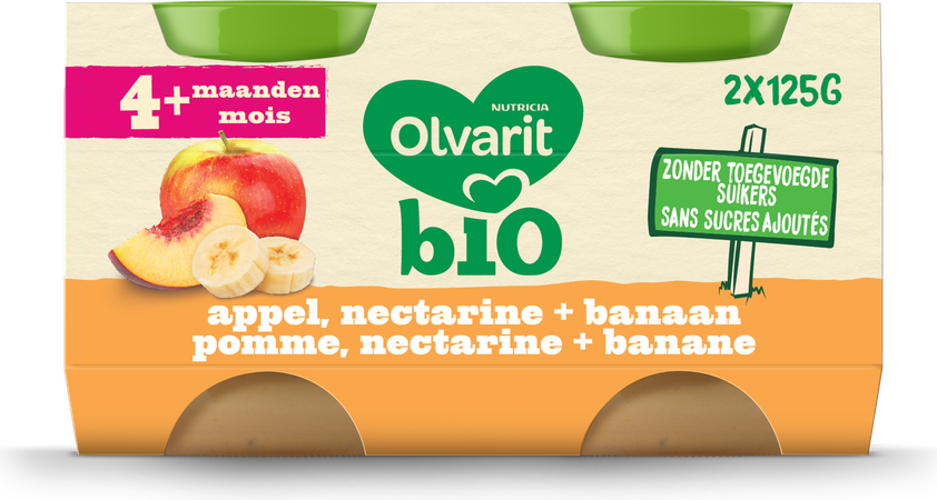 Olvarit Bio Appel Nectarine Banaan 4m 2x125g 1