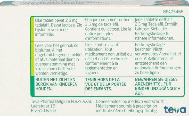 Tadalafil Teva Filmomh Tabl 28 X 2,5mg 8