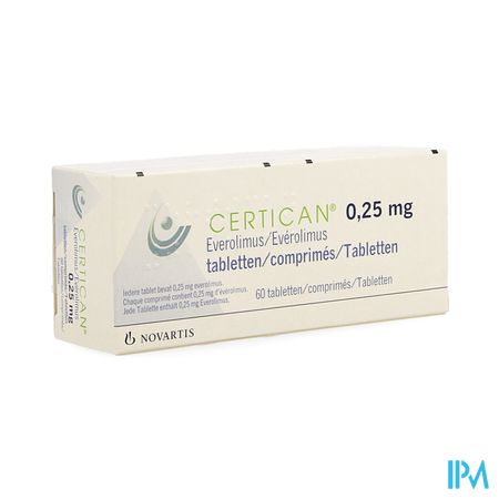 Certican 0,25mg Comp Enrob 60 X 0,25mg