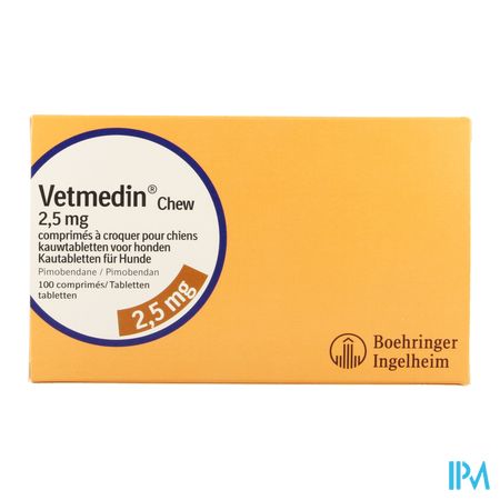 Vetmedin Chew 2,5mg Kauwtabl Hond 100x2,5mg 1