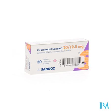 Co Lisinopril Sandoz Comp 30 X 20/12.5mg