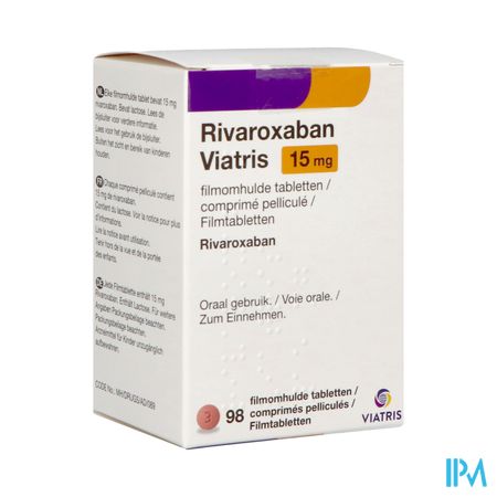 Rivaroxaban Viatris 15mg Comp Pell 98