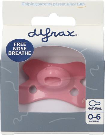 Difrax Fopspeen Natural 0-6m Uni Raspberry 1