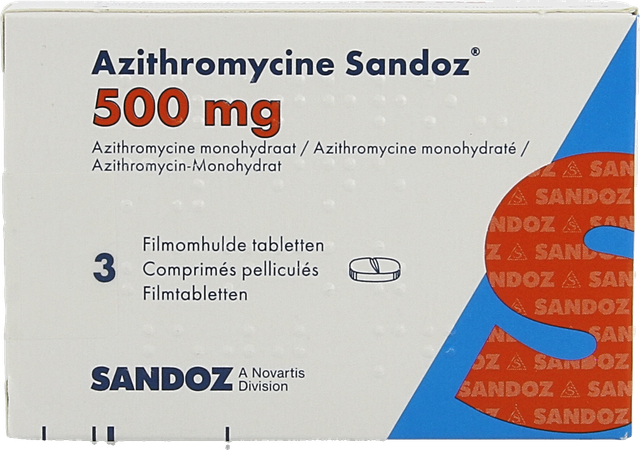 Azithromycine 500mg Sandoz Tabl Omhulde 3x500 mg 3