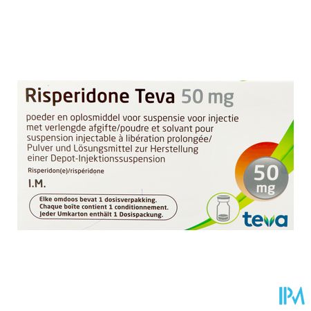 Risperidone Teva 50 mg susp. inj. lib. prol. (pdr. + solv.) i.m. flac. + ser. préremplie 50 mg + 2 ml 1