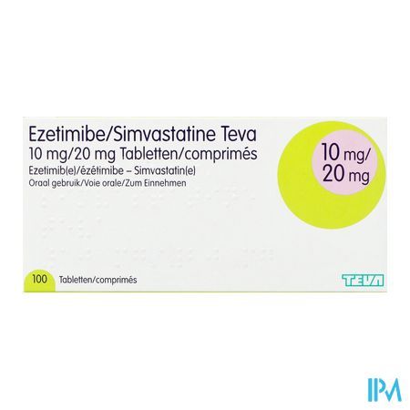 Ezetimibe Simvastatine Teva 10/20mg Comp 100 Blist 3