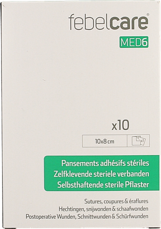 Febelcare Med6 Zelfkl.steriele Verband.10x8cm 10st 3